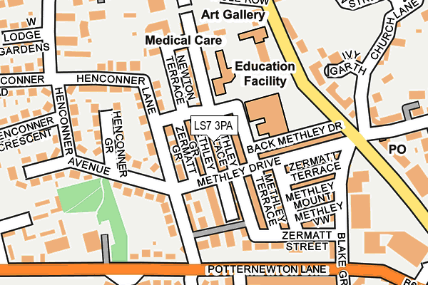 LS7 3PA map - OS OpenMap – Local (Ordnance Survey)