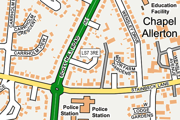 LS7 3RE map - OS OpenMap – Local (Ordnance Survey)