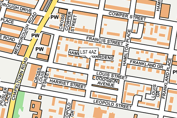 LS7 4AZ map - OS OpenMap – Local (Ordnance Survey)