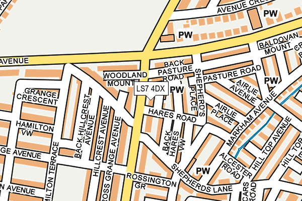 LS7 4DX map - OS OpenMap – Local (Ordnance Survey)