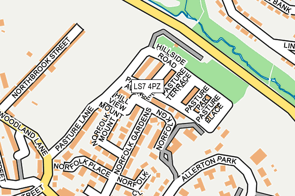 LS7 4PZ map - OS OpenMap – Local (Ordnance Survey)
