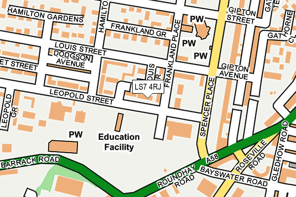 LS7 4RJ map - OS OpenMap – Local (Ordnance Survey)