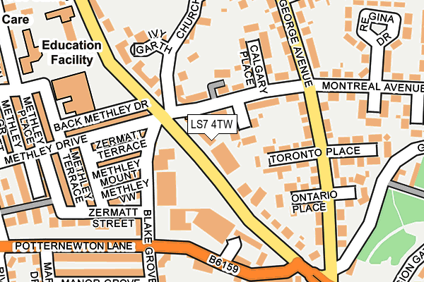 LS7 4TW map - OS OpenMap – Local (Ordnance Survey)