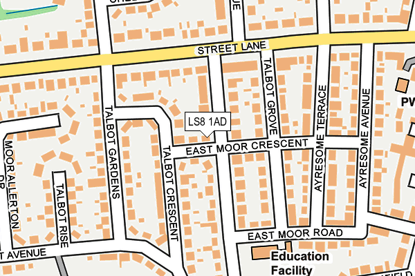 LS8 1AD map - OS OpenMap – Local (Ordnance Survey)