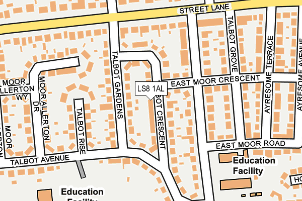 LS8 1AL map - OS OpenMap – Local (Ordnance Survey)