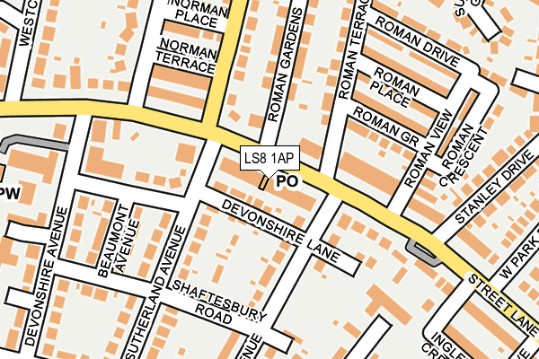 LS8 1AP map - OS OpenMap – Local (Ordnance Survey)