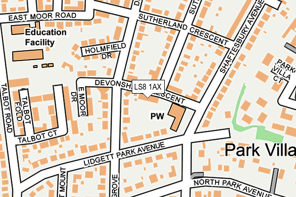 LS8 1AX map - OS OpenMap – Local (Ordnance Survey)