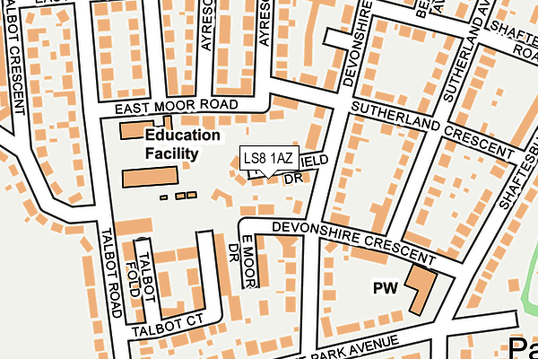LS8 1AZ map - OS OpenMap – Local (Ordnance Survey)