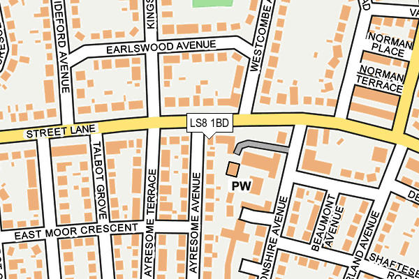 LS8 1BD map - OS OpenMap – Local (Ordnance Survey)