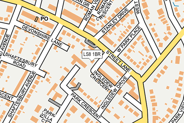 LS8 1BR map - OS OpenMap – Local (Ordnance Survey)