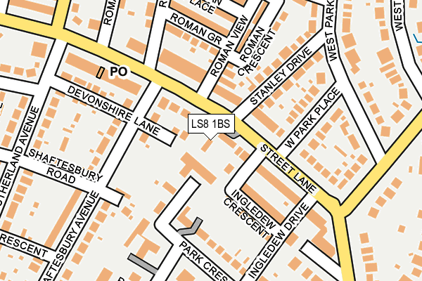 LS8 1BS map - OS OpenMap – Local (Ordnance Survey)