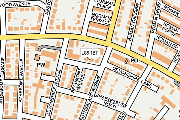 LS8 1BT map - OS OpenMap – Local (Ordnance Survey)
