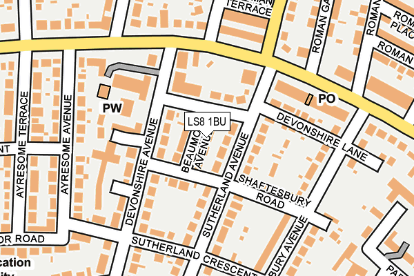 LS8 1BU map - OS OpenMap – Local (Ordnance Survey)