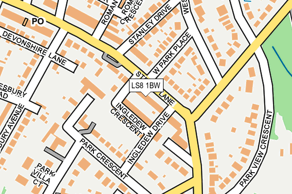 LS8 1BW map - OS OpenMap – Local (Ordnance Survey)