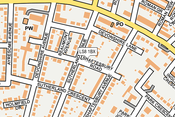LS8 1BX map - OS OpenMap – Local (Ordnance Survey)