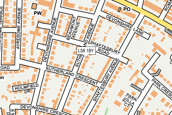 LS8 1BY map - OS OpenMap – Local (Ordnance Survey)