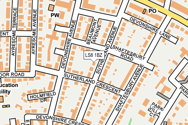LS8 1BZ map - OS OpenMap – Local (Ordnance Survey)