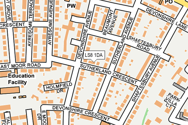 LS8 1DA map - OS OpenMap – Local (Ordnance Survey)