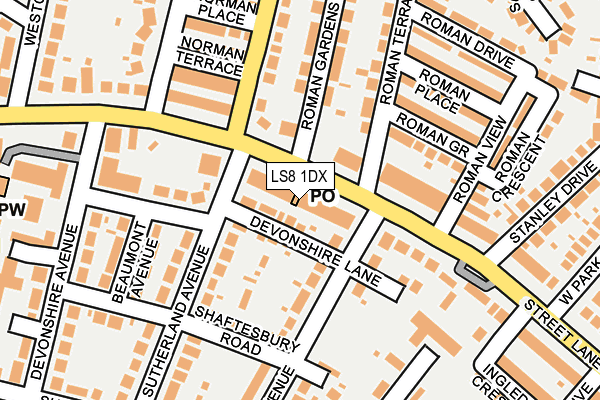 LS8 1DX map - OS OpenMap – Local (Ordnance Survey)