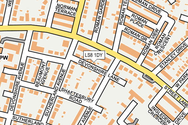 LS8 1DY map - OS OpenMap – Local (Ordnance Survey)