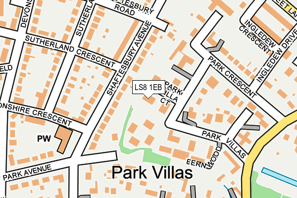 LS8 1EB map - OS OpenMap – Local (Ordnance Survey)