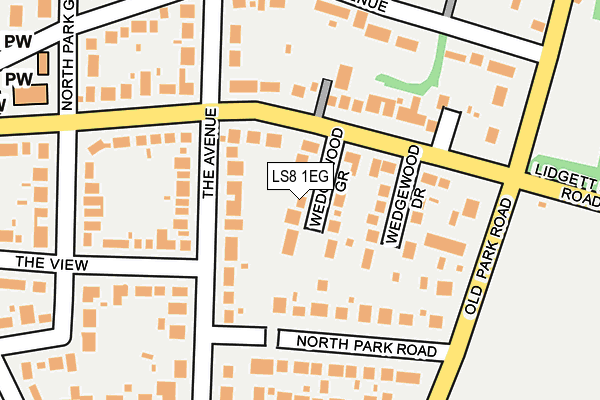 LS8 1EG map - OS OpenMap – Local (Ordnance Survey)