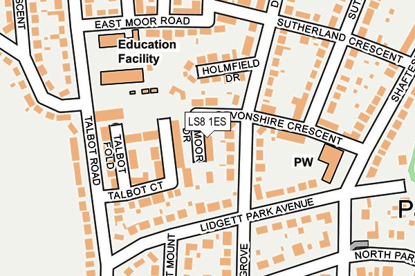 LS8 1ES map - OS OpenMap – Local (Ordnance Survey)