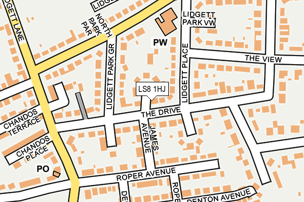 LS8 1HJ map - OS OpenMap – Local (Ordnance Survey)