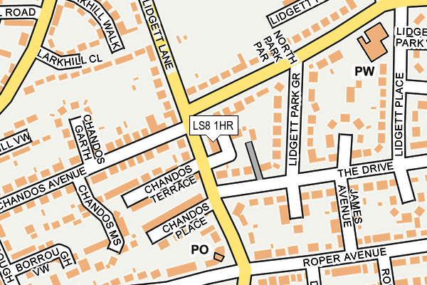 LS8 1HR map - OS OpenMap – Local (Ordnance Survey)