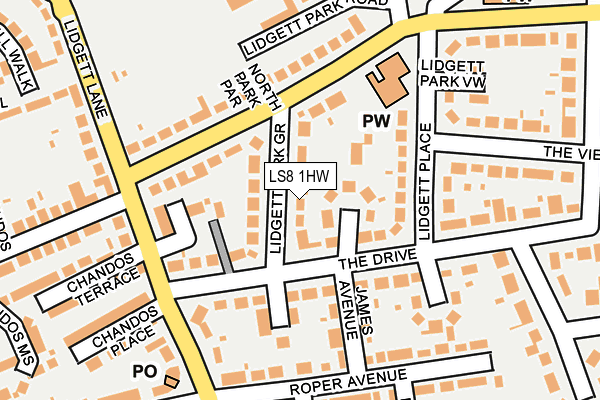 LS8 1HW map - OS OpenMap – Local (Ordnance Survey)