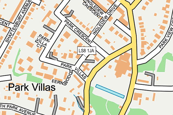 LS8 1JA map - OS OpenMap – Local (Ordnance Survey)