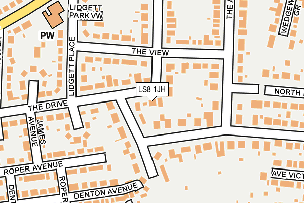 LS8 1JH map - OS OpenMap – Local (Ordnance Survey)