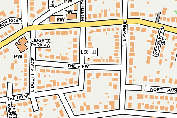 LS8 1JJ map - OS OpenMap – Local (Ordnance Survey)