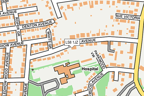 LS8 1JZ map - OS OpenMap – Local (Ordnance Survey)