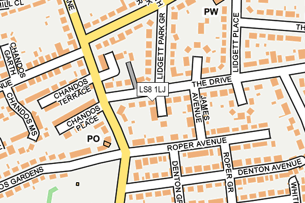 LS8 1LJ map - OS OpenMap – Local (Ordnance Survey)