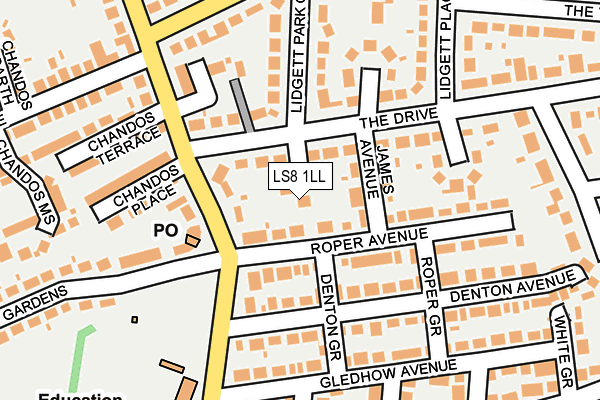 LS8 1LL map - OS OpenMap – Local (Ordnance Survey)