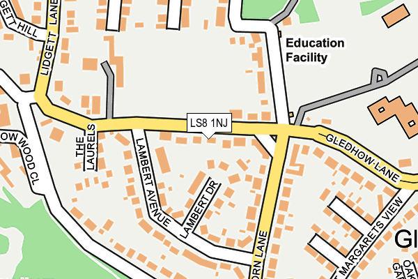 LS8 1NJ map - OS OpenMap – Local (Ordnance Survey)