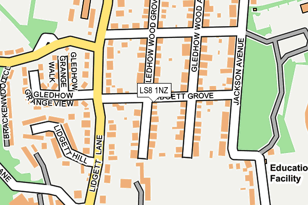LS8 1NZ map - OS OpenMap – Local (Ordnance Survey)