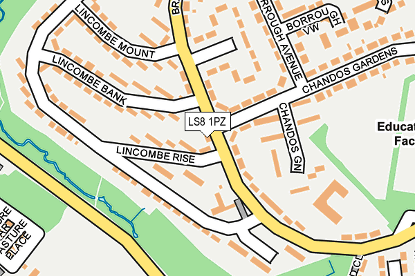 LS8 1PZ map - OS OpenMap – Local (Ordnance Survey)