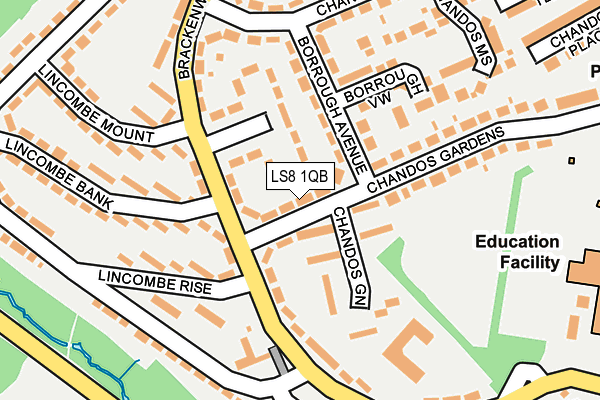 LS8 1QB map - OS OpenMap – Local (Ordnance Survey)