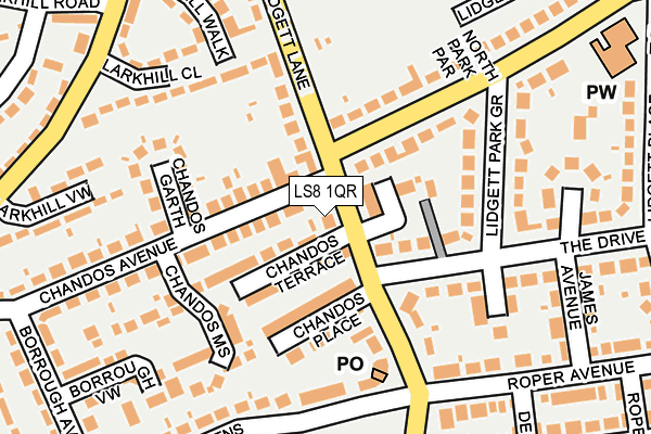 LS8 1QR map - OS OpenMap – Local (Ordnance Survey)