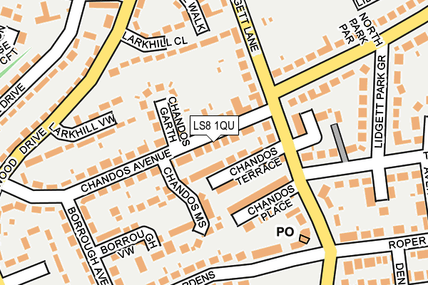 LS8 1QU map - OS OpenMap – Local (Ordnance Survey)