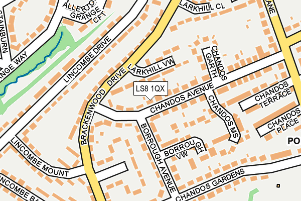 LS8 1QX map - OS OpenMap – Local (Ordnance Survey)