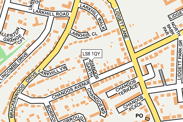 LS8 1QY map - OS OpenMap – Local (Ordnance Survey)