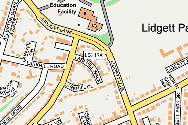 LS8 1RA map - OS OpenMap – Local (Ordnance Survey)