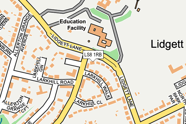 LS8 1RB map - OS OpenMap – Local (Ordnance Survey)