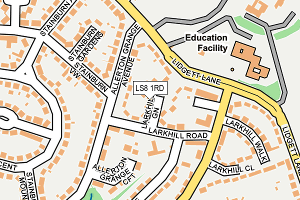 LS8 1RD map - OS OpenMap – Local (Ordnance Survey)