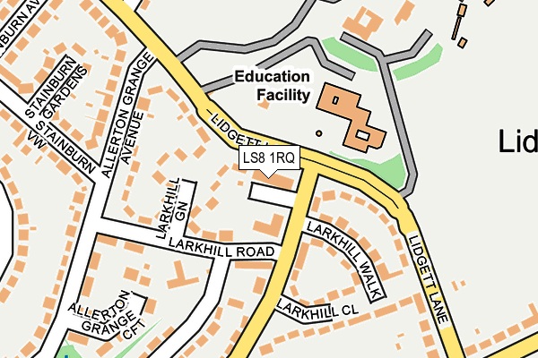 LS8 1RQ map - OS OpenMap – Local (Ordnance Survey)