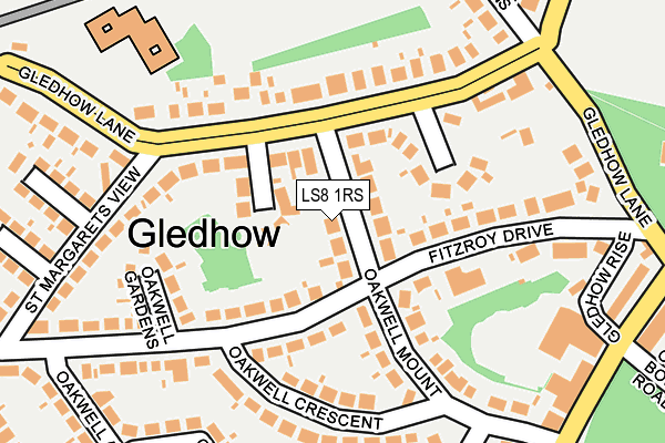 LS8 1RS map - OS OpenMap – Local (Ordnance Survey)