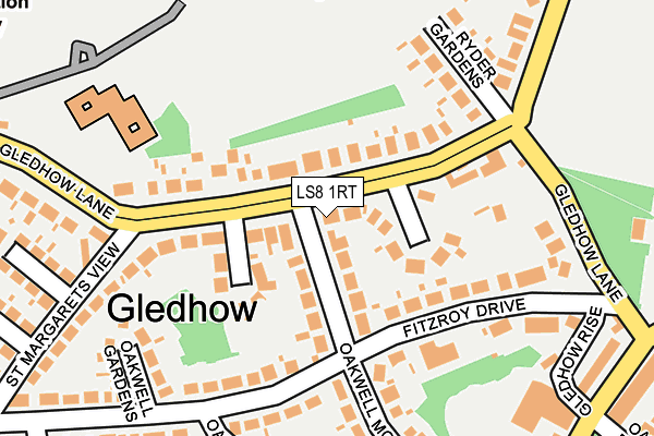 LS8 1RT map - OS OpenMap – Local (Ordnance Survey)